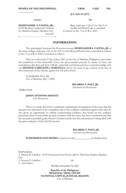 Republic of the Philippines 
REGIONAL TRIAL COURT 
NATIONAL CAPITAL JUDICIAL REGION 
City of Marikina 
 
PEOPLE OF THE PHILIP