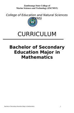 Zamboanga State College of 
Marine Sciences and Technology (ZSCMST)
College of Education and Natural Sciences
(CENS)
CURRICUL