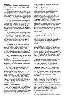 MODULE 1:
KNOWING AND UNDERSTANDING ONESELF
DURING MIDDLE AND LATE ADOLESCENCE
SELF-CONCEPT
Your ideal self is the self th