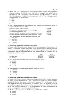 Page 10 
 
43. During 2020, Orca Company decided to change from FIFO to weighted average method of 
inventory valuation