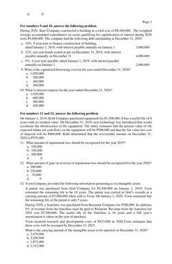 d.              0 
 
Page 3 
For numbers 9 and 10, answer the following problem 
 
During 2020, Bare Company constructed a b
