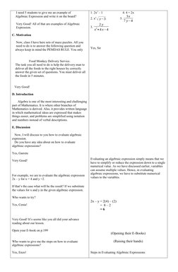 Lesson Plan: Evaluating Algebraic Expressions | PDF | Variable ...