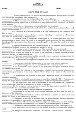 CLJ03
FINAL EXAM
NAME: ____________________________________________________
DATE: ________________
PART I. TRUE OR FALSE
____