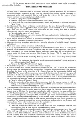_____________ 30. No search warrant shall issue except upon probable cause to be personally
determined by the judge.
PART. II