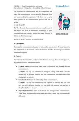 GRADE 11 | Oral Communication in Context
QuipperSchool
Davao Doctors College, Inc. - Senior High School Program
The elements