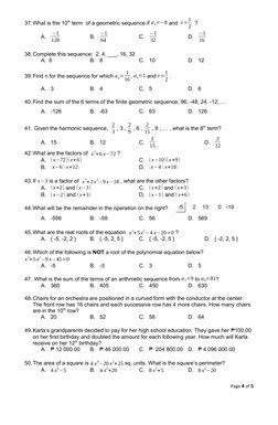 Grade 10 Math 1st Periodic Test Answer Key | PDF | Sequence | Polynomial