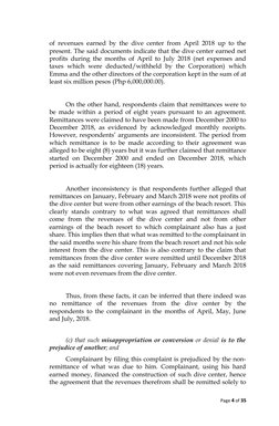 of revenues earned by the dive center from April 2018 up to the
present. The said documents indicate that the dive center ear