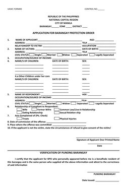 VAWC FORM#3
CONTROL NO.______
REPUBLIC OF THE PHILIPPINES 
NATIONAL CAPITAL REGION
CITY OF MANILA
BARANGAY______ ZONE _____ D