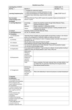 Kinetic Molecular Theory Lesson Plan | PDF | Gases | Temperature