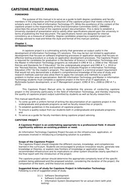 CAPSTONE PROJECT MANUAL
FOREWORD
The purpose of this manual is to serve as a guide to both degree candidates and faculty 
mem