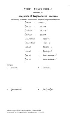 1
Leithold,Louis. The Calculus 7. Pearson Education Asia Pte Ltd. 2002
Conception, B.P.,et al. Integral Calculus. Pablo L