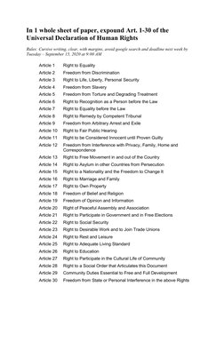 Summary of 30 Human Rights Articles | PDF