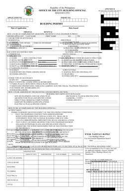 Republic of the Philippines
OFFICE OF THE CITY BUILDING OFFICIAL
BAGUIO CITY
APPLICATION NO.