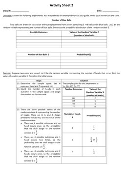 Probability Distribution Activities | PDF | Random Variable ...