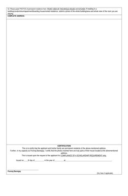 52. Please paste PHOTOS of permanent residence here: FRONT VIEW OF THE WHOLE HOUSE and KITCHEN. If residing in a
building/con