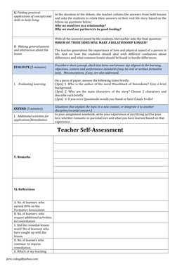 G. Finding practical 
applications of concepts and
skills in daily living
In the duration of the debate, the teacher collates