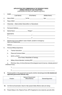 AFP Reserve Force Application Guide | PDF | Social Science