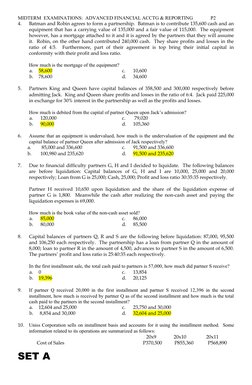 MIDTERM  EXAMINATIONS:  ADVANCED FINANCIAL ACCTG & REPORTING
P2
4.
Batman and Robin agrees to form a partnership.  Batman is