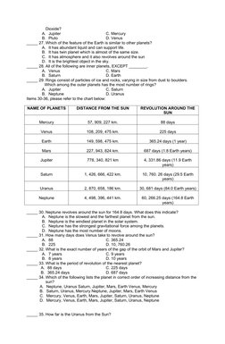 Grade 6 Science 4th Quarter Exam Guide | PDF | Planets | Solar System