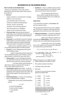 MATHEMATICS IN THE MODERN WORLD 
THE NATURE of MATHEMATICS 
- Patterns and regularities in the world, and how 
mathematics co