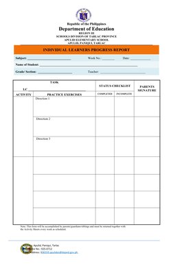 Individual Learners Progress Report | PDF
