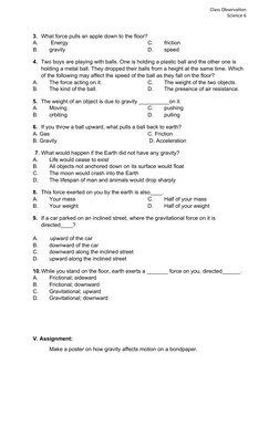 Gravity and Friction Lesson Plan for Grade 6 | PDF | Gravity | Force