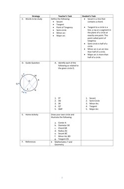 Grade 7 Circle Geometry Lesson Plan | PDF | Circle | Angle