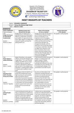 Trecher Inset Training Teacher Insights from INSET Training | PDF | Privacy | Information