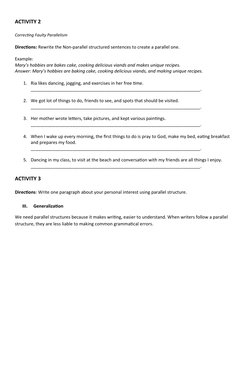 Module - Grade 8 English - Parallel Structures | PDF | Adverb | Verb