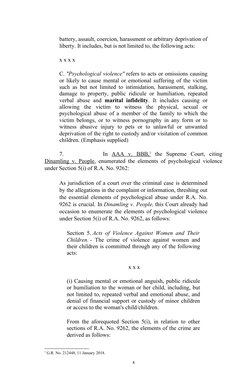 battery, assault, coercion, harassment or arbitrary deprivation of
liberty. It includes, but is not limited to, the following