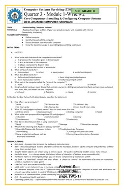 CSS Grade 11: Computer Systems Module 1 | PDF | Personal Computers ...