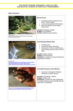 PHILIPPINE TOURISM, GEOGRAPHY, AND CULTURE 
BACHELOR OF SCIENCE IN HOSPITALITY MANAGEMENT