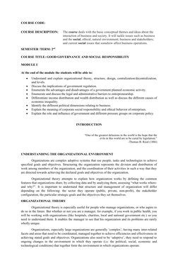 COURSE CODE: 
COURSE DESCRIPTION:
The course deals with the basic conceptual themes and ideas about the 
interaction of busin