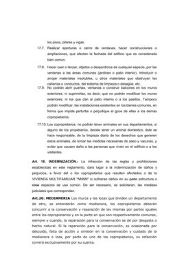 los pisos, pilares y vigas.
17.7. Realizar  aperturas  o  cierre  de  ventanas,  hacer  construcciones  o
ampliaciones, que a