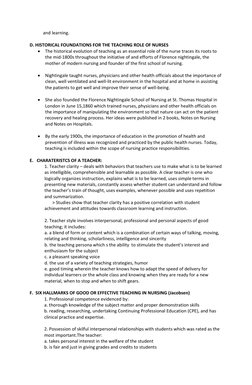 and learning.  
 
D. HISTORICAL FOUNDATIONS FOR THE TEACHING ROLE OF NURSES 
 The historical evolution of teachi