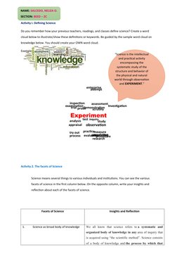 Activity I. Defining Science
Do you remember how your previous teachers, readings, and classes define science? Create a word