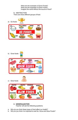 Go, Grow, Glow Foods Lesson Plan | PDF | Foods | Lesson Plan