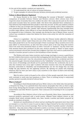 ETHICS 
 
   9 
Culture in Moral Behavior  
At the end of this module, students are expected to: 
1. To understand the role