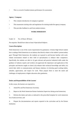 •
This is a record of student-trainees performance for assessment.
Agency / Company:
•
This contains introduction of company