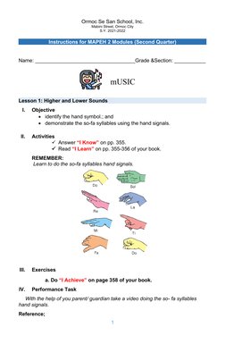Ormoc Se San School, Inc.
Mabini Street, Ormoc City
S.Y. 2021-2022
Instructions for MAPEH 2 Modules (Second Quarter)
Name: __