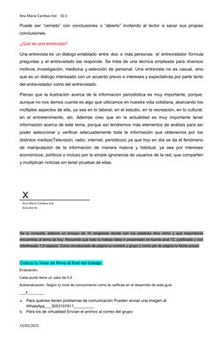 Ana María Cambas Iral.   10-1
Puede ser “cerrado” con conclusiones o “abierto” invitando al lector a sacar sus propias
conclu