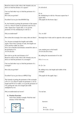 8cm 
Based on what we did, what is the formula can you 
derive to find the distance of a square? 
 
Can you find other ways t