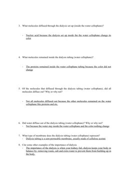 Dialysis Experiment Lab Report | PDF | Dialysis | Hemodialysis
