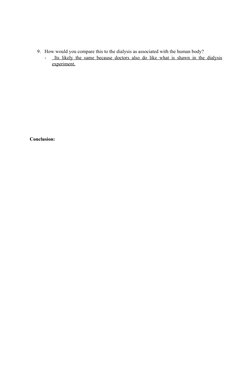 Dialysis Experiment Lab Report | PDF | Dialysis | Hemodialysis