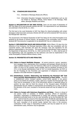 7.6.
STAKEHOLDER EDUCATION.
7.6.1. Orientation of Barangay Biosecurity Officers.
7.6.2. Information Education Campaign Conduc