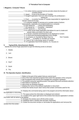Grade 2 Computer Periodical Test | PDF | You Tube | Application Software