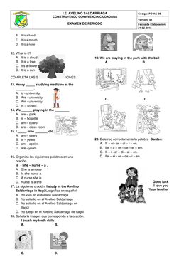 Examen de Inglés para Cuarto Grado | PDF