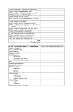 15. Do you think it is wonderful to be alive now? 
16. Do you feel downhearted and blue?   
 
17. Do you feel worthless the w