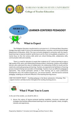 College of Teacher Education 
 
 
 
 
 
  
 
 
 
 
2 
Prepared by: Madeline T. Fernando, Eva B. Macugay and Rose Francis E. M