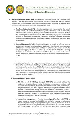 College of Teacher Education 
 
 
 
 
 
  
 
 
 
 
7 
Prepared by: Madeline T. Fernando, Eva B. Macugay and Rose Francis E. M